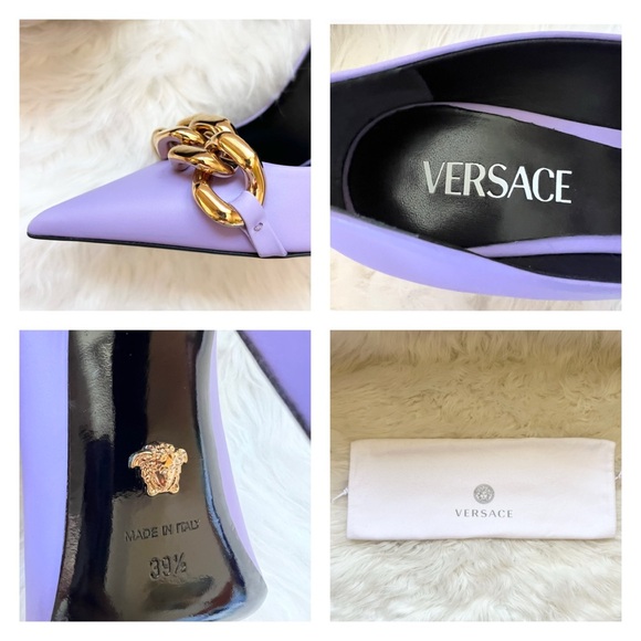 New! VERSACE Medusa Chain Leather Heels - Picture 14 of 14